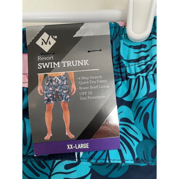 Members Mark Men's Resort Swim Trunks zip pocket UPF50 flamingo aqua lined XXL - Picture 9 of 10